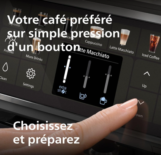 Machine à café à grain Série 5500 (EP5546/70)- Expresso broyeur, 20 boissons chaudes et glacées, carafe LatteGo facile à nettoyer, technologie SilentBrew et QuickStart, finition Noir/Argent